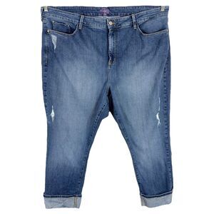 NYDJ Not Your Daughters Jeans Plus Size 22W Capri Crop Distressed High Rise 1444